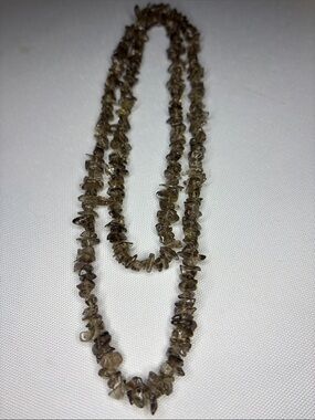 smoky quartz chip long necklace